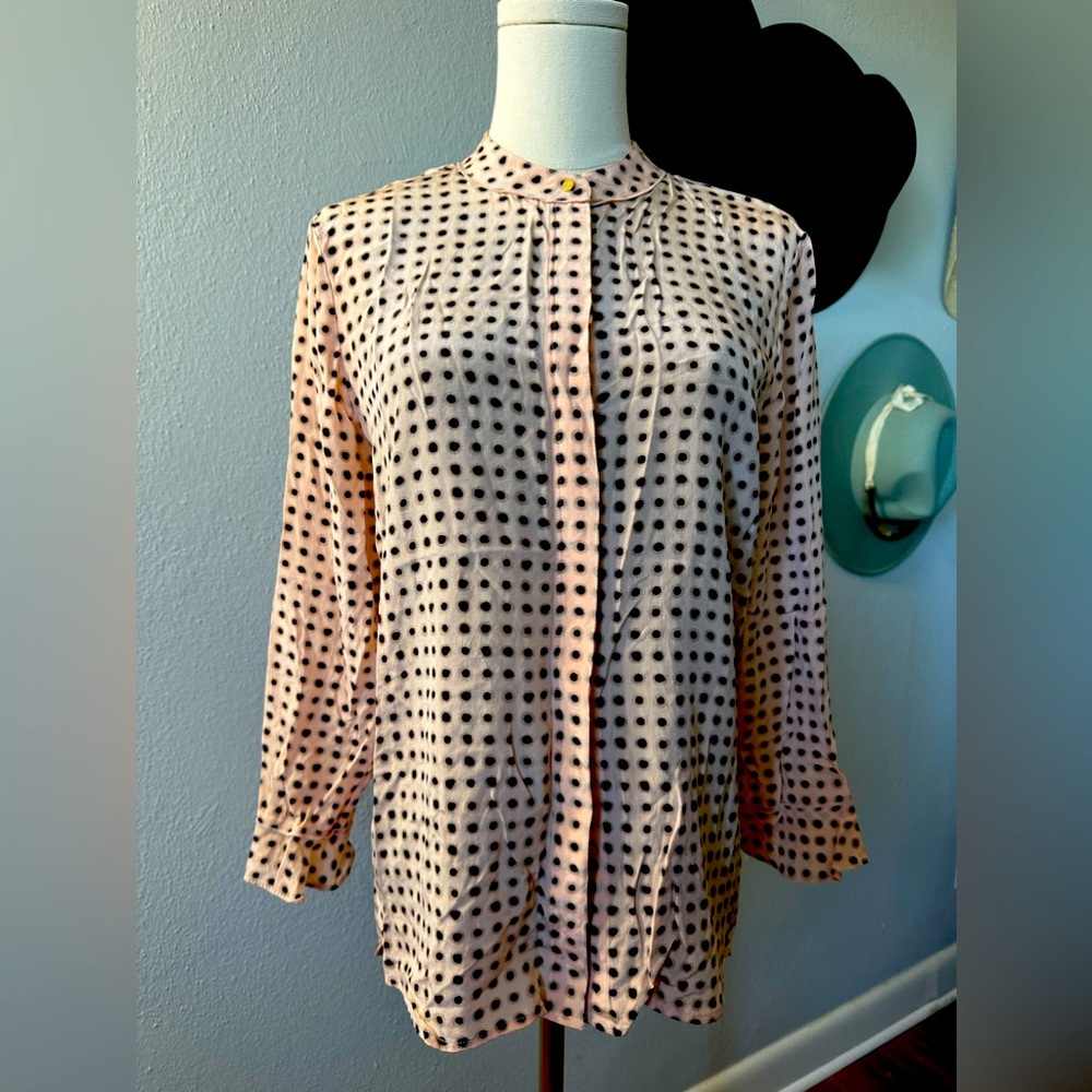 Donna Karan 100% silk pink and black blouse